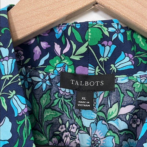 Talbots Floral Sleeveless Blouse - Blue and Green - Picture 3 of 8